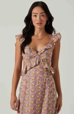 Olivette Floral Ruffle Midi Dress 8 Olivette Floral Ruffle Midi Dress -Astr The Label Shop ACDR101511 PINKYELLOWFLORAL 3