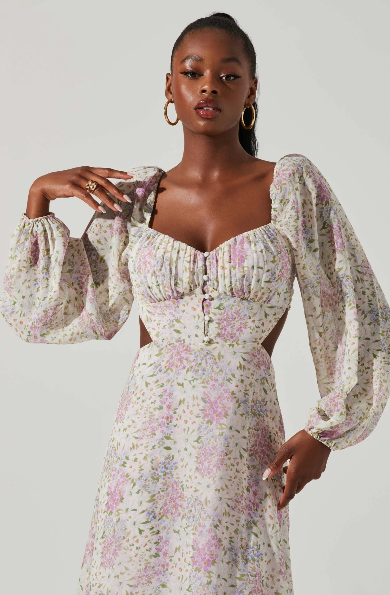Shayla Floral Cutout Long Sleeve Midi Dress 4 Shayla Floral Cutout Long Sleeve Midi Dress - Image 2