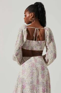 Shayla Floral Cutout Long Sleeve Midi Dress 11 Shayla Floral Cutout Long Sleeve Midi Dress -Astr The Label Shop ACDR101523 LILACBLUEMULTI 4