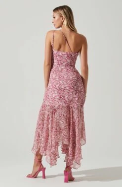 Malvina One Shoulder Floral Midi Dress -Astr The Label Shop ACDR101528 PINKFLORAL 4
