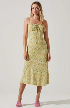 Maritza Floral Smocked Midi Dress 23 Maritza Floral Smocked Midi Dress -Astr The Label Shop ACDR101529 YELLOWGREENDITSY 1