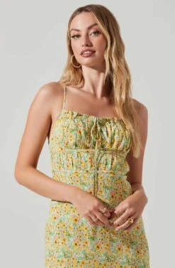 Maritza Floral Smocked Midi Dress 24 Maritza Floral Smocked Midi Dress -Astr The Label Shop ACDR101529 YELLOWGREENDITSY 2