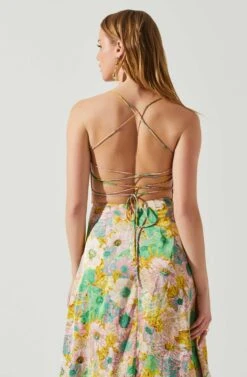 Gala Bustier Cross Strap Midi Dress 26 Gala Bustier Cross Strap Midi Dress -Astr The Label Shop ACDR101545 CORALYELLOWFLORAL 5