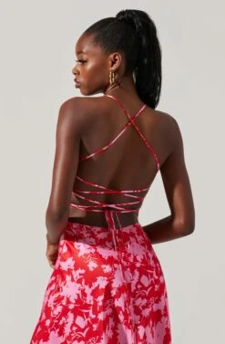 Gala Bustier Cross Strap Midi Dress 20 Gala Bustier Cross Strap Midi Dress -Astr The Label Shop ACDR101545 REDPINKMULTI 3