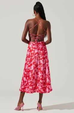 Gala Bustier Cross Strap Midi Dress 21 Gala Bustier Cross Strap Midi Dress -Astr The Label Shop ACDR101545 REDPINKMULTI 4