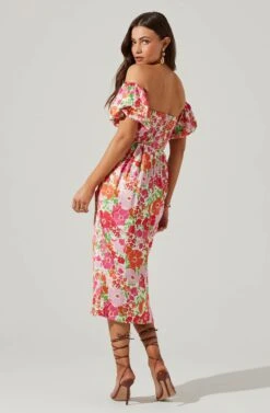 Zurina Floral Off Shoulder Midi Dress -Astr The Label Shop ACDR101549 PINKFLORAL 6