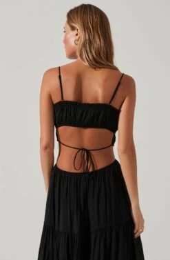 Odina Smocked Cutout Tiered Maxi Dress -Astr The Label Shop ACDR101551S BLACK 4