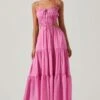 Odina Smocked Cutout Tiered Maxi Dress -Astr The Label Shop ACDR101551S PINK 1