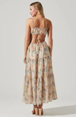 Odina Floral Smocked Tiered Midi Dress -Astr The Label Shop ACDR101551 BLUEPEACHFLORAL 5 1