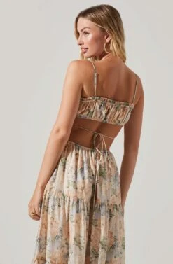 Odina Floral Smocked Tiered Midi Dress -Astr The Label Shop ACDR101551 BLUEPEACHFLORAL 5 5