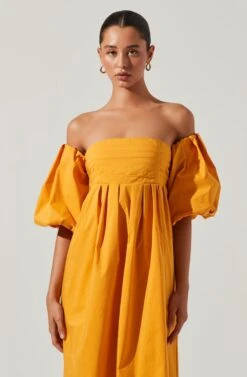 Carlin Off Shoulder Puff Sleeve Midi Dress -Astr The Label Shop ACDR101554 MANGO 4