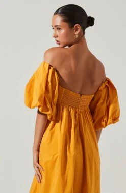 Carlin Off Shoulder Puff Sleeve Midi Dress -Astr The Label Shop ACDR101554 MANGO 5