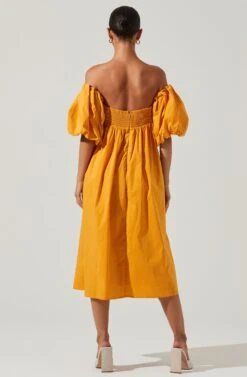 Carlin Off Shoulder Puff Sleeve Midi Dress -Astr The Label Shop ACDR101554 MANGO 6