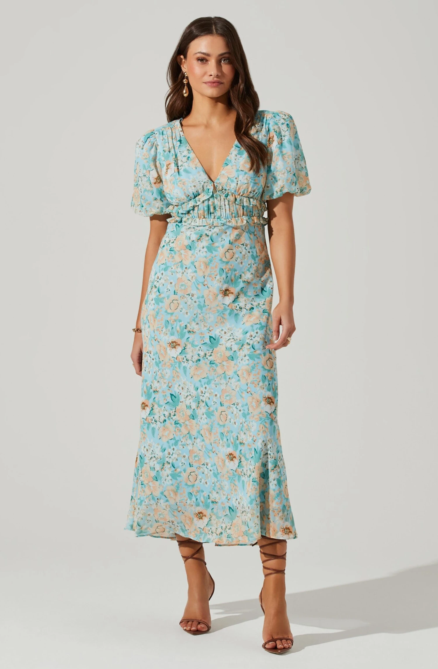 Esperanza Floral Puff Sleeve Midi Dress 7 Esperanza Floral Puff Sleeve Midi Dress - Image 5