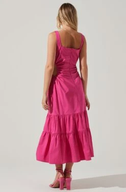 Bridget Side Cutout Tiered Midi Dress -Astr The Label Shop ACDR101571 FUCHSIA 5