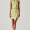 Quinta Retro Floral Halter Mini Dress -Astr The Label Shop ACDR101581 CELERYFLORAL 1