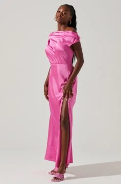 Monroe Satin Off Shoulder Maxi Dress -Astr The Label Shop ACDR101586 PINK 2 c864764c 20d8 461e ba39 ce2996c48417