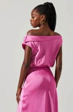 Monroe Satin Off Shoulder Maxi Dress -Astr The Label Shop ACDR101586 PINK 5 f93063fd 88fe 4406 8765 2ec4b6332204