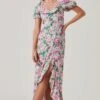 Dayanara Floral Puff Sleeve Midi Dress 2 Dayanara Floral Puff Sleeve Midi Dress -Astr The Label Shop ACDR101589 GREENPINKFLORAL 5 2