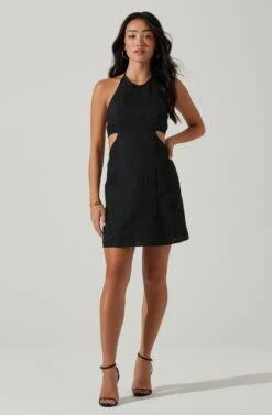 Laylin Halter Cutout Mini Dress -Astr The Label Shop ACDR101590S BLACK 1