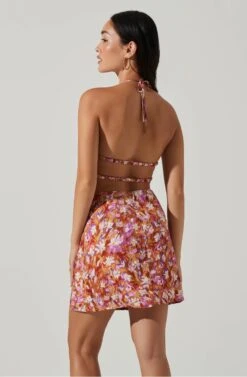 Laylin Floral Halter Cutout Mini Dress -Astr The Label Shop ACDR101590 RUSTMAGENTAFLORAL 4
