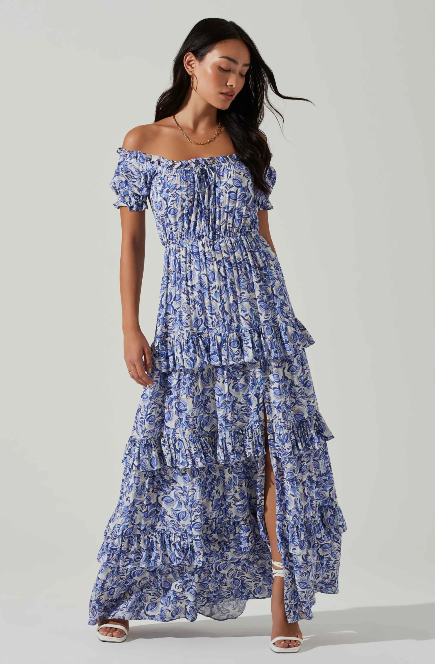 Viona Floral Off Shoulder Tiered Maxi Dress 3 Viona Floral Off Shoulder Tiered Maxi Dress