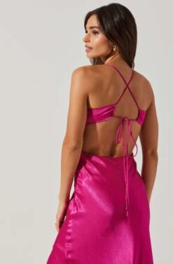 Norelle Satin Midi Dress 9 Norelle Satin Midi Dress -Astr The Label Shop ACDR101596S FUCHSIA 3