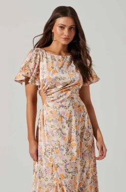 Veida Floral Cutout Midi Dress 8 Veida Floral Cutout Midi Dress -Astr The Label Shop ACDR101620 TANGERINEPURPLEFLR 2