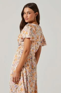 Veida Floral Cutout Midi Dress 9 Veida Floral Cutout Midi Dress -Astr The Label Shop ACDR101620 TANGERINEPURPLEFLR 4
