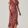 Vilma Floral Ruched Midi Dress -Astr The Label Shop ACDR101621 REDMULTIFLORAL 1