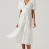 Sandy Polka Dot Puff Sleeve Midi Dress -Astr The Label Shop ACDR101622 WHITEJACQUARD 1