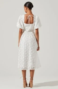Sandy Polka Dot Puff Sleeve Midi Dress -Astr The Label Shop ACDR101622 WHITEJACQUARD 5