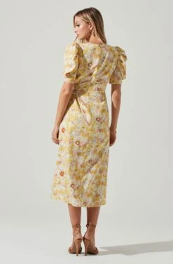 Martina Floral Ruched Midi Dress 11 Martina Floral Ruched Midi Dress -Astr The Label Shop ACDR101635 YELLOWRUSTFLORL 5