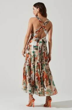 Almina Floral Pleated Midi Dress 12 Almina Floral Pleated Midi Dress -Astr The Label Shop ACDR101638 TAUPEORANGEMULTI 6