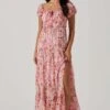 Roseline Off Shoulder Floral Maxi Dress -Astr The Label Shop ACDR101641 PINKORANGE 1
