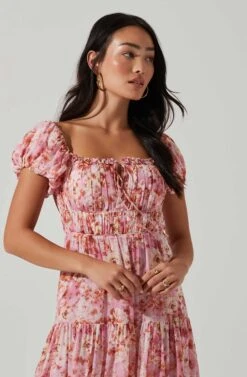 Roseline Off Shoulder Floral Maxi Dress 14 Roseline Off Shoulder Floral Maxi Dress -Astr The Label Shop ACDR101641 PINKORANGE 3