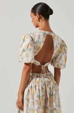 Shelby Floral Puff Sleeve Open Back Maxi Dress -Astr The Label Shop ACDR101642 BLUEYELLOWFLORAL 4