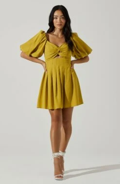 Serilda Cutout Puff Sleeve Mini Dress 19 Serilda Cutout Puff Sleeve Mini Dress -Astr The Label Shop ACDR101649S MUSTARD 1