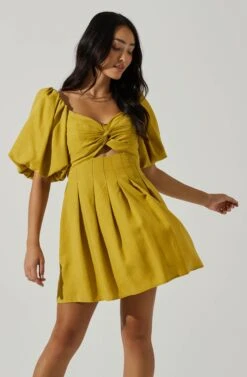 Serilda Cutout Puff Sleeve Mini Dress 20 Serilda Cutout Puff Sleeve Mini Dress -Astr The Label Shop ACDR101649S MUSTARD 3