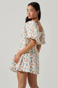Serilda Cutout Puff Sleeve Floral Mini Dress -Astr The Label Shop ACDR101649 REDMULTIFLORAL 3