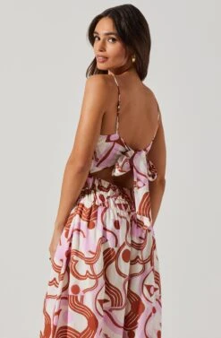 Suzy Abstract Print Midi Dress 8 Suzy Abstract Print Midi Dress -Astr The Label Shop ACDR101679 BROWNPINKGEO 3