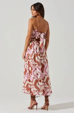 Suzy Abstract Print Midi Dress 9 Suzy Abstract Print Midi Dress -Astr The Label Shop ACDR101679 BROWNPINKGEO 4
