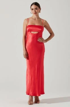 Bellerose Satin Cutout Midi Dress -Astr The Label Shop ACDR101684 CORAL 2