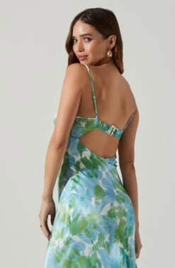 Bellerose Satin Floral Cutout Midi Dress 8 Bellerose Satin Floral Cutout Midi Dress -Astr The Label Shop ACDR101684 GREENBLUEFLORAL 3 e5fa0a52 9e9e 4351 a4e7 99a02ecacc4e