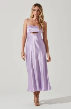 Bellerose Satin Cutout Midi Dress -Astr The Label Shop ACDR101684 LAVENDER 1