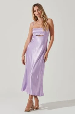 Bellerose Satin Cutout Midi Dress -Astr The Label Shop ACDR101684 LAVENDER 2