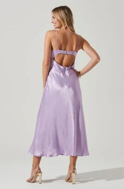 Bellerose Satin Cutout Midi Dress -Astr The Label Shop ACDR101684 LAVENDER 6