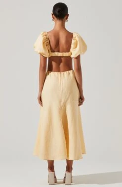 Winley Puff Sleeve Cutout Midi Dress -Astr The Label Shop ACDR101685 LEMON 5