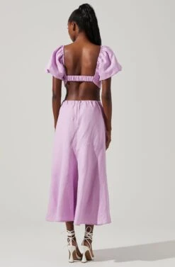 Winley Puff Sleeve Cutout Midi Dress -Astr The Label Shop ACDR101685 LILAC 4