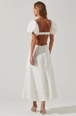 Winley Puff Sleeve Cutout Midi Dress -Astr The Label Shop ACDR101685 OFFWHITE 5